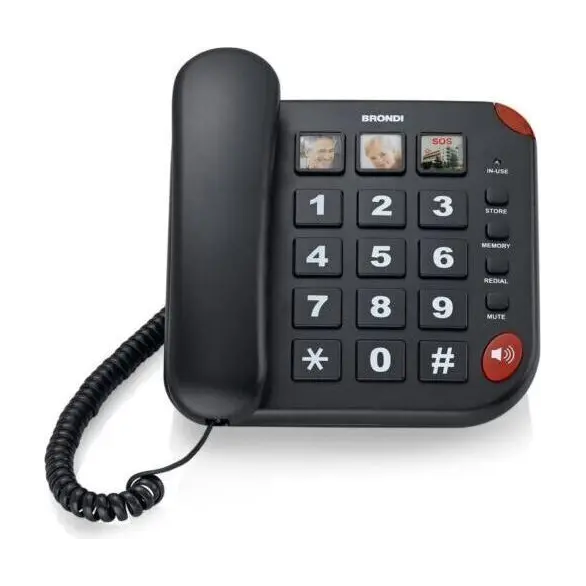 Téléphone fixe pour personnes âgées brondi bravo 15 noir mains libres à la...