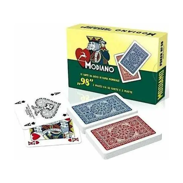 Cartes à jouer ramino modiano 98 laminé rouge bleu poker pont 2 jeux