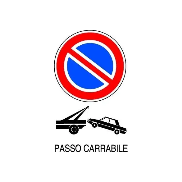 12x Panneau plaque de signalisation "Passo Carrabile" table en pvc laminé