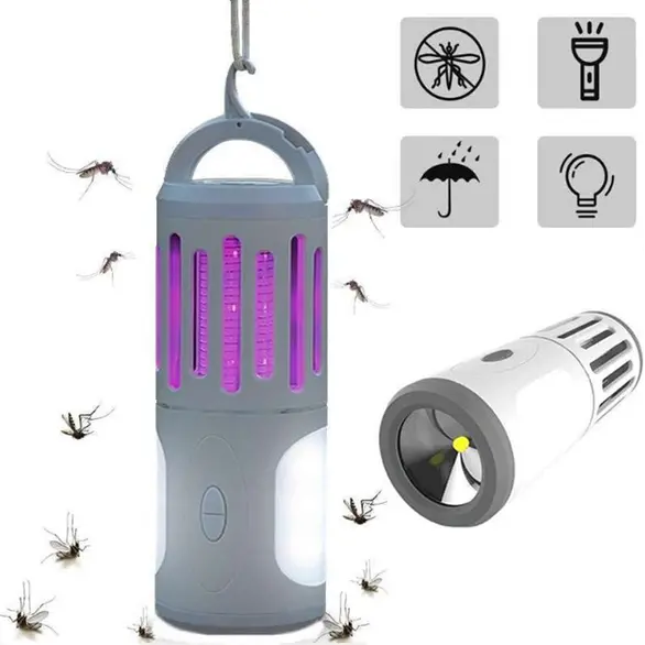 Moustiquaire Électrique Lampe LED Camping Anti Moustique Torche Pile AA