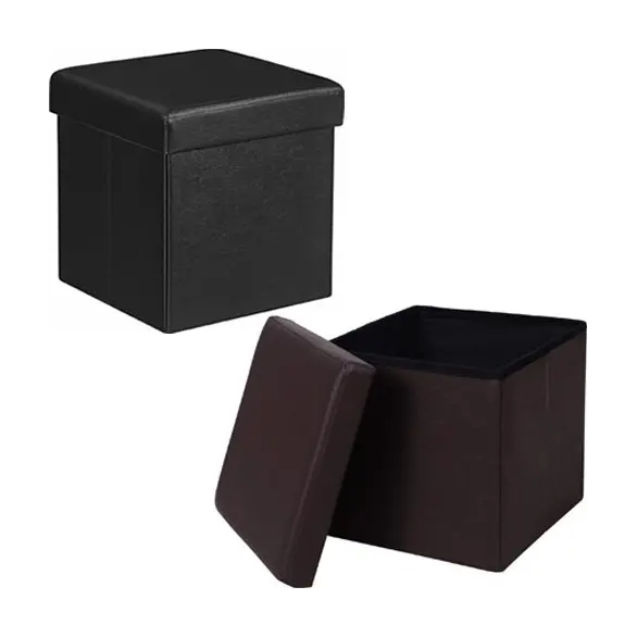Pouf pouf carré conteneur en PVC coffre banquette 38x38x38 cm assise tabouret...