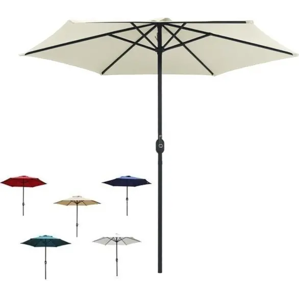 Parapluie de jardin Ouverture de manivelle en polyester pour externe 3 m