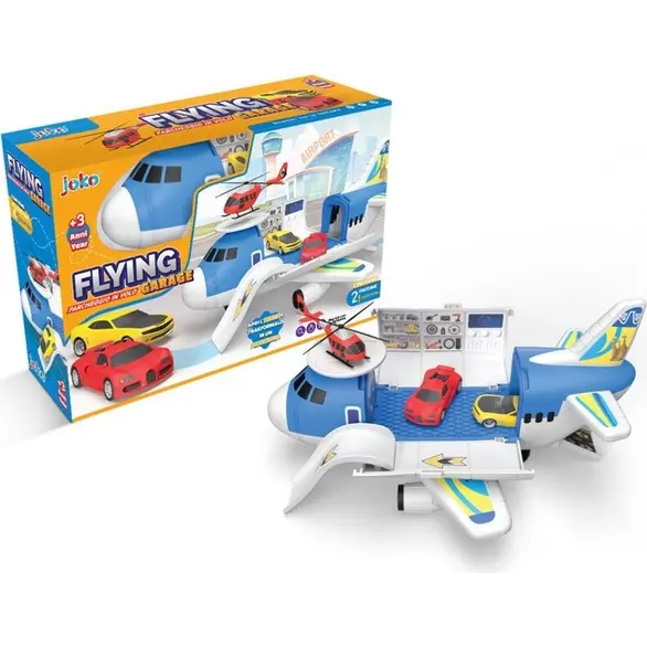 Avion jouet Garage pour enfants Avion ouvrable 2 petites voitures 1 hélicoptère