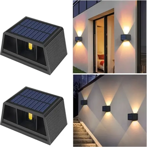 2x Lumières LED à énergie solaire Applique murale Spot Applique extérieure