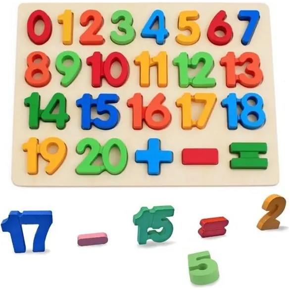 Jeu Éducatif Enfants En Bois 3D Puzzle Numéros Coloré Jouet De Verrouillage