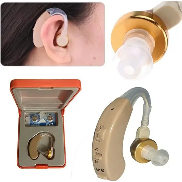 Amplificateur audio pour écouteurs pour aide auditive + 2 piles gratuites
