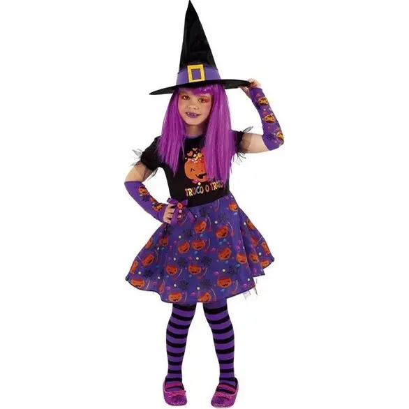 Déguisement de carnaval fille 3 à 8 ans déguisement robe de sorcière (3-4 ans)