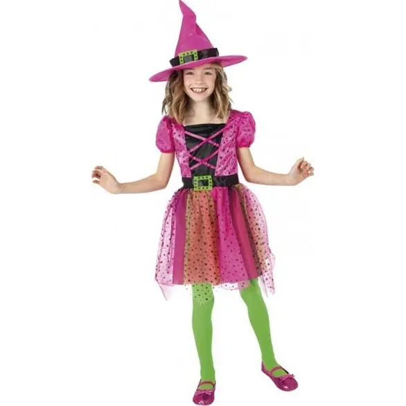 Costume d'Halloween pour filles carnaval sorcière pour filles de 3 à 9 ans (S...