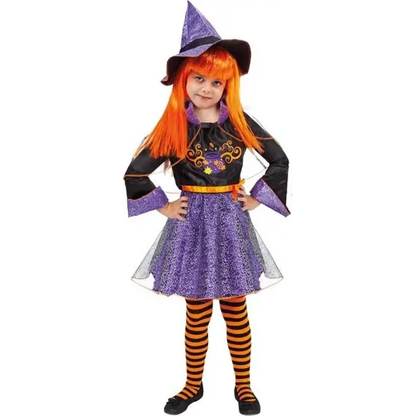 Robe de déguisement costume de sorcière de carnaval pour fille de 3 à 9 ans...