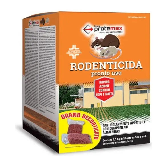 Appât Topicide Poison pour Souris Rats Blé Rouge Boîte de 1,5 kg Rodenticide