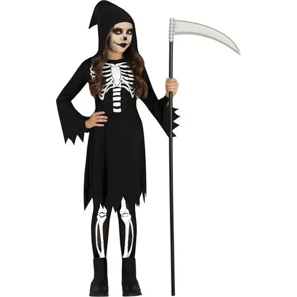 Déguisement Halloween faucheuse robe mort noire fille 3-12 ans fête (5-6 ans)