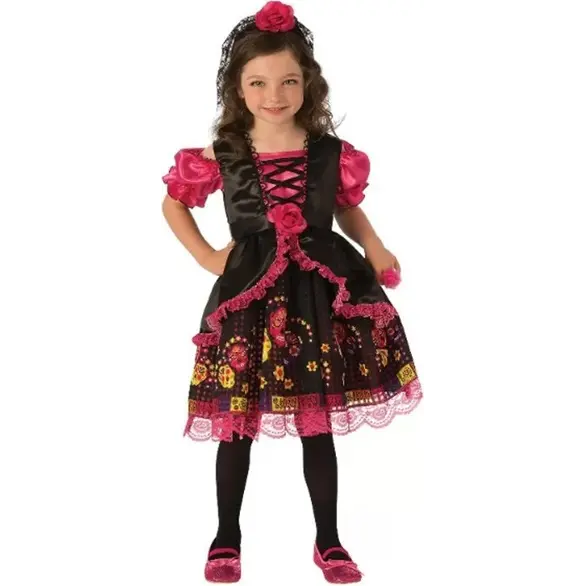 Costume d'Halloween robe Catrina Dia de los Muertos fille 5-7 ans carnaval