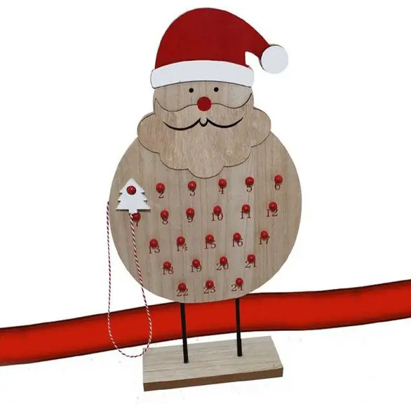 Calendrier de l'Avent en bois Père Noël 24 chiffres 22x45cm Décorations de Noël