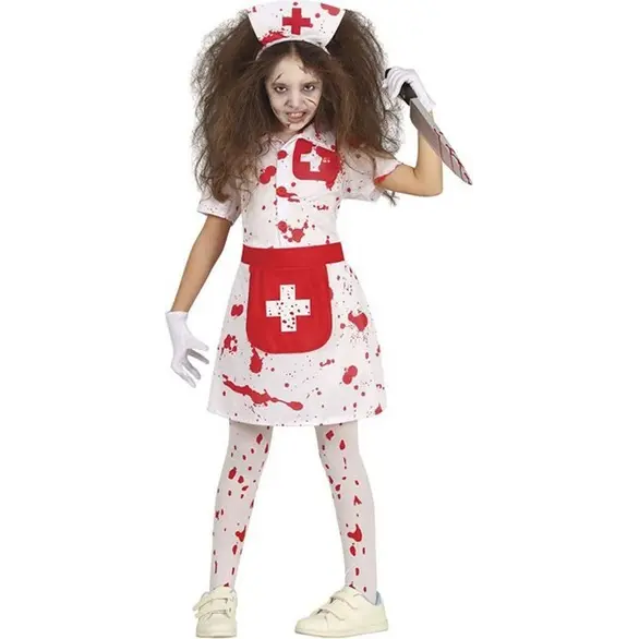 Costume infirmière halloween robe horreur pour filles de 5 à 12 ans carnaval...