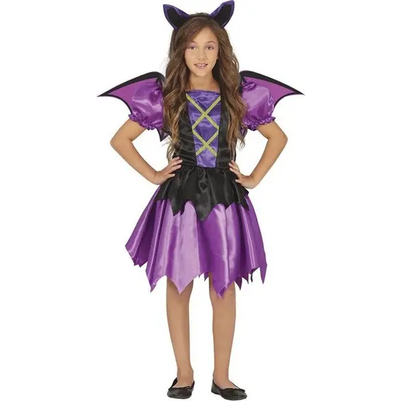 Déguisement d'Halloween chauve-souris violette pour filles 5-12 ans carnaval...
