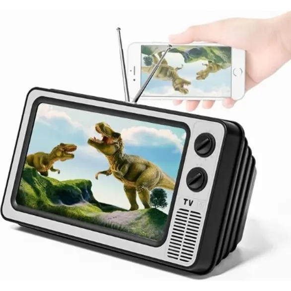 Téléphone portable en forme de TV rétro avec loupe d'écran de 12 pouces