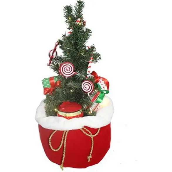 Petit sapin de Noël artificiel 60 cm avec chaîne lumineuse LED et décorations