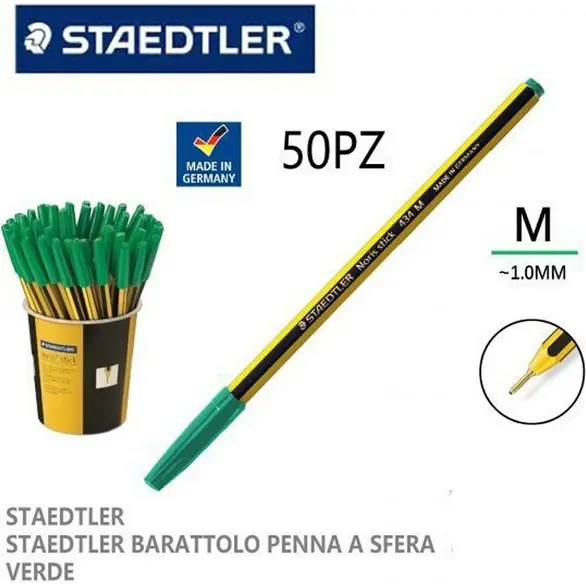 50x Noris stylo à bille pointe bâton 1mm rouge vert noir bleu école bureau...