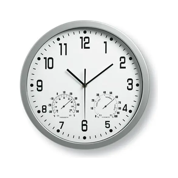 Horloge murale hygromètre et thermomètre intégrés 30 cm noir et blanc maison...