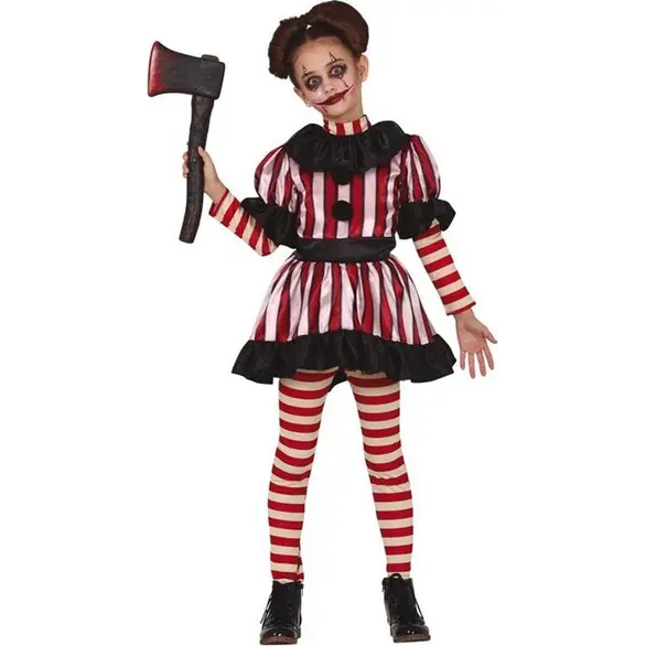 Costume d'Halloween déguisement d'horreur de clown tueur pour filles 3-12 ans...
