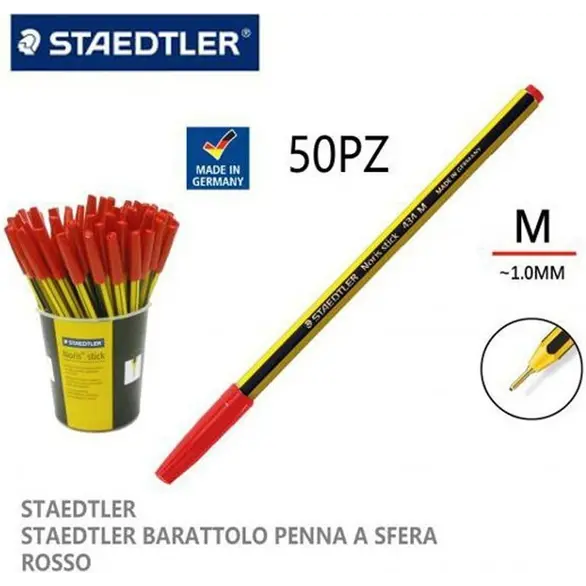 50x Noris stylo à bille pointe bâton 1mm rouge vert noir bleu école bureau...