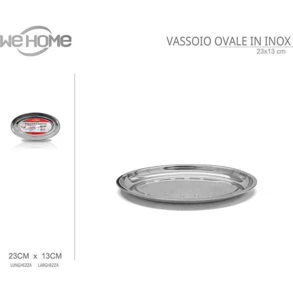 5x Plateau Plat Ovale en Inox Service de Cuisine Capacité de 23 à 45 cm (23 cm)