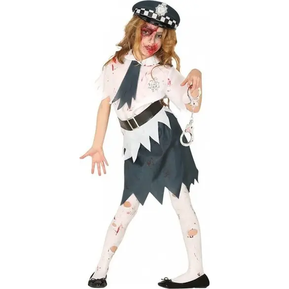 Déguisement Halloween policière zombie costume fille 5-12 ans carnaval (5-6 ans)