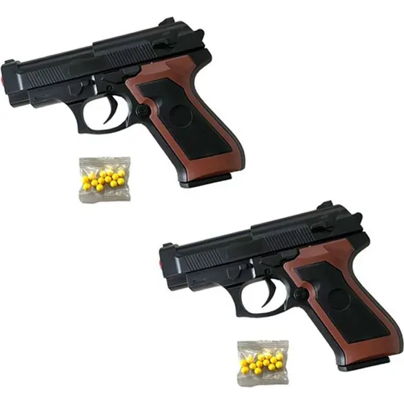 Pistolet jouet tire des plombs 6 mm 2 pièces pour enfants 8 ans plastique noir