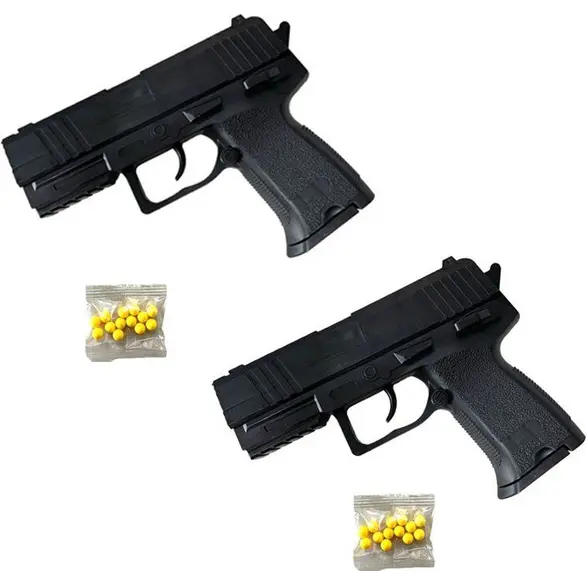 2x Pistolet jouet tire des plombs de 6 mm, enfants 8 ans+ en plastique noir