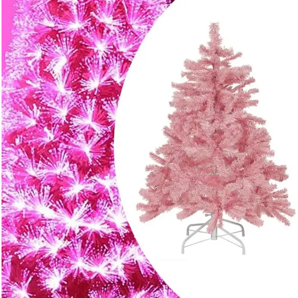Sapin de Noël rose avec fibre optique LED artificielle 60/90/120/150 cm (120 cm)