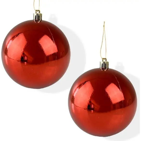 2x boules de Noël 15 cm boule rouge brillante cadeau décorations d'arbre