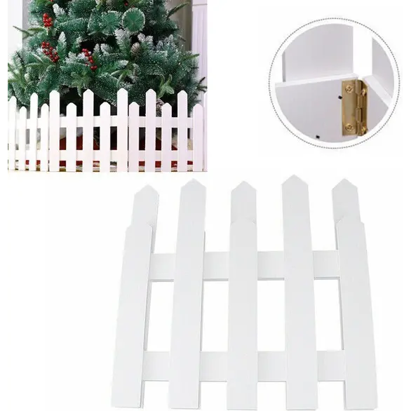 Clôture en bois blanc pour sapin de Noël 30x120 cm Clôture de jardin