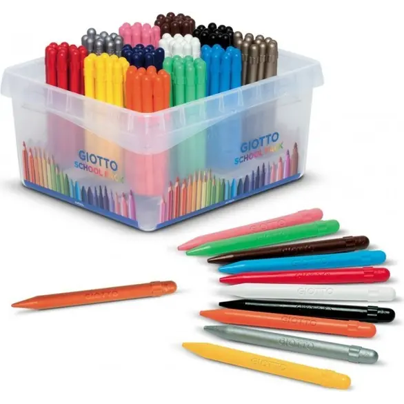 Crayons de cire colorés Schoolpack 144 pièces 12 couleurs assorties enfants