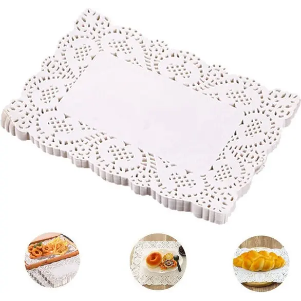 120x planches à gâteaux rectangulaires en papier blanc napperons Sweet...