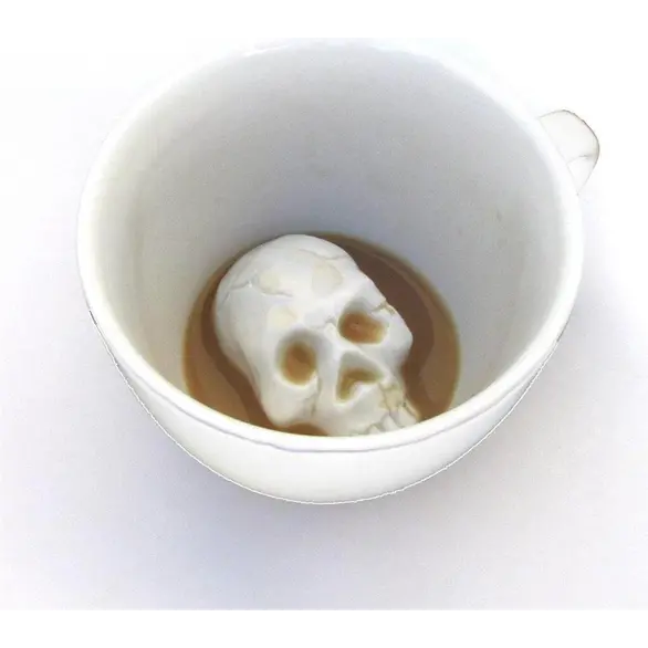 Tasse de blague en céramique avec Relief de crâne blanc, thé, lait, café,...