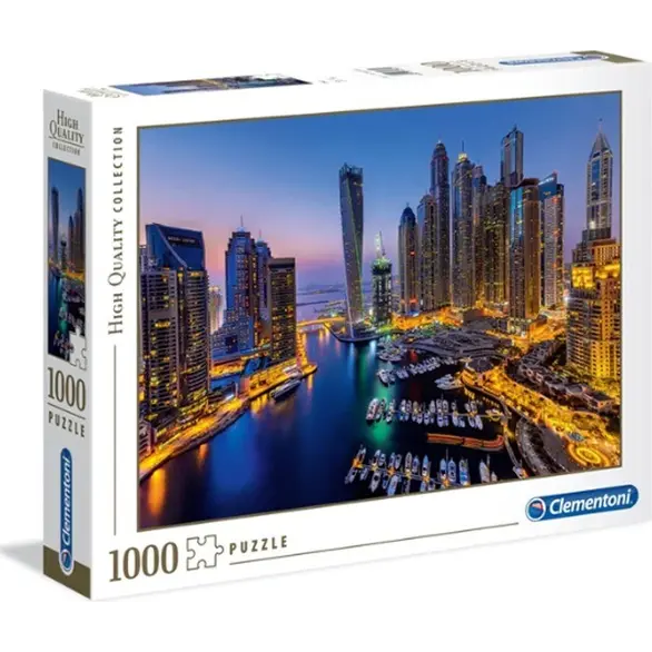 Puzzle 1000 pièces Panorama Skyline Dubaï Gratte-ciel Bâtiments Mer 69x50 cm