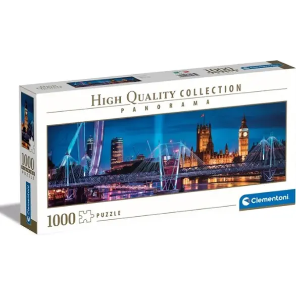 Puzzle 1000 pièces Panorama London Skyline Londres Big Ben 14 ans+ 98x33 cm