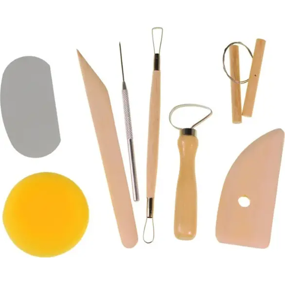 Ensemble d'outils de modelage en argile céramique, kit en bois de 8 pièces