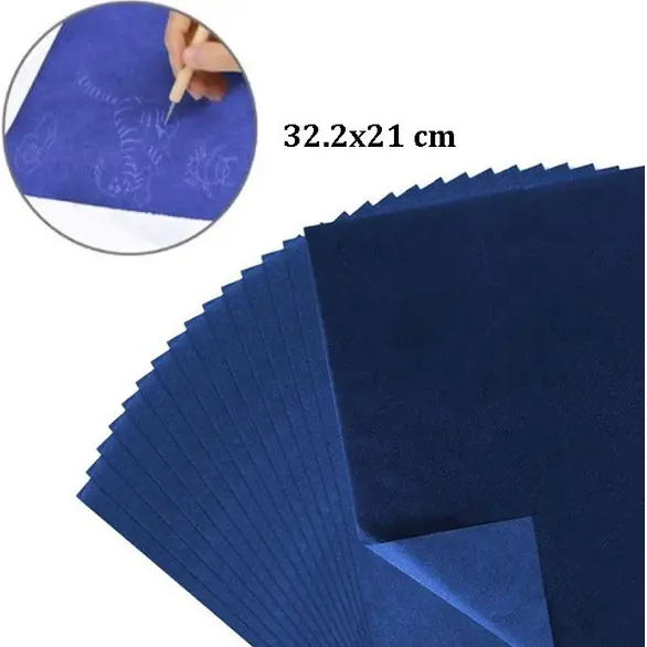 200x Feuilles de papier carbone autocopiant calque bleu 21x32,2 cm