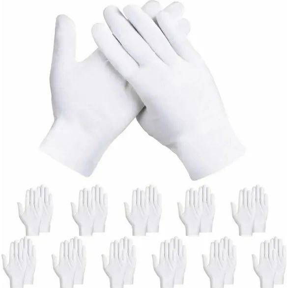 12x paires de gants de travail de bricolage en coton léger blanc taille unique
