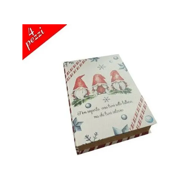 Ensemble 4 boîtes livres Noël avec Gnomes boîte de rangement bonbons chocolat