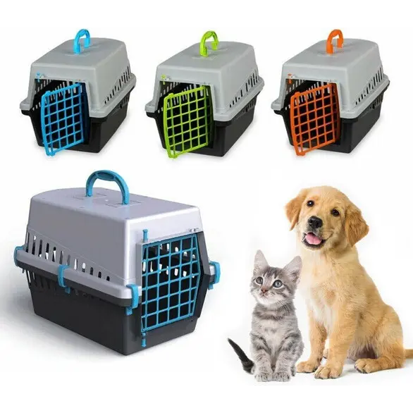 Porte-chat en plastique pour chien et chat pour voyage avec grille 10570