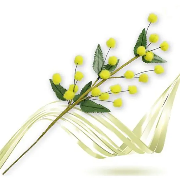 12x Bouquet de Mimosa Artificiel Cadeau Fête des Femmes 25 cm Fleur
