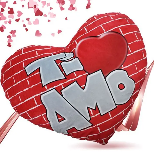 Coussin en peluche en forme de cœur avec Ti Amo 55 cm cadeau Saint Valentin