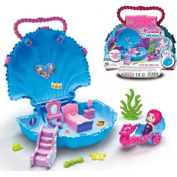 Valise de jouet de poupée de sirène pour la maison de jeu de coquillage enfants