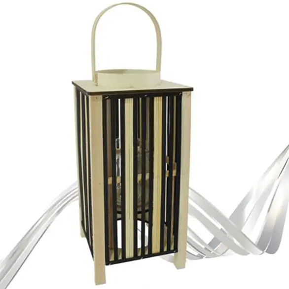 Bougeoir portable en bois de bambou, lanterne, lampe de Camping, 42x20 cm