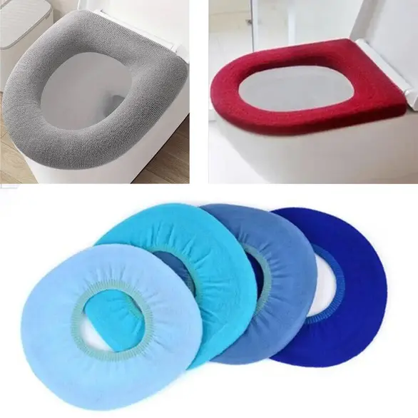 2x housses de siège toilette universelles en tissu couvre-toilettes chauffantes
