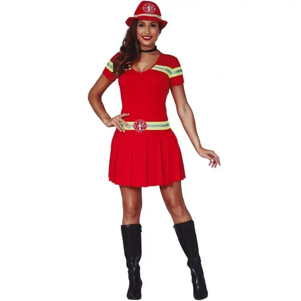 Déguisement de carnaval pompier femme robe sexy pompier tailles S/M/L (L)
