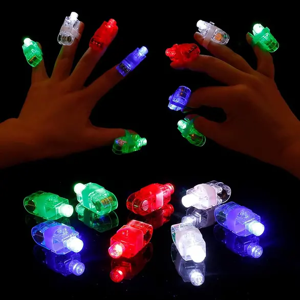 Lumières psychédéliques à 10 LED, bagues colorées à piles, fournitures de fête