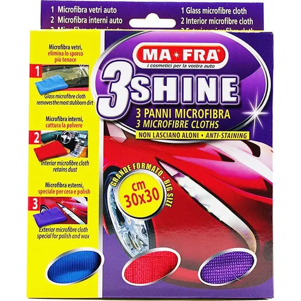 MAFRA 3SHINE 3 chiffons microfibres anti-taches pour vitres intérieures et...